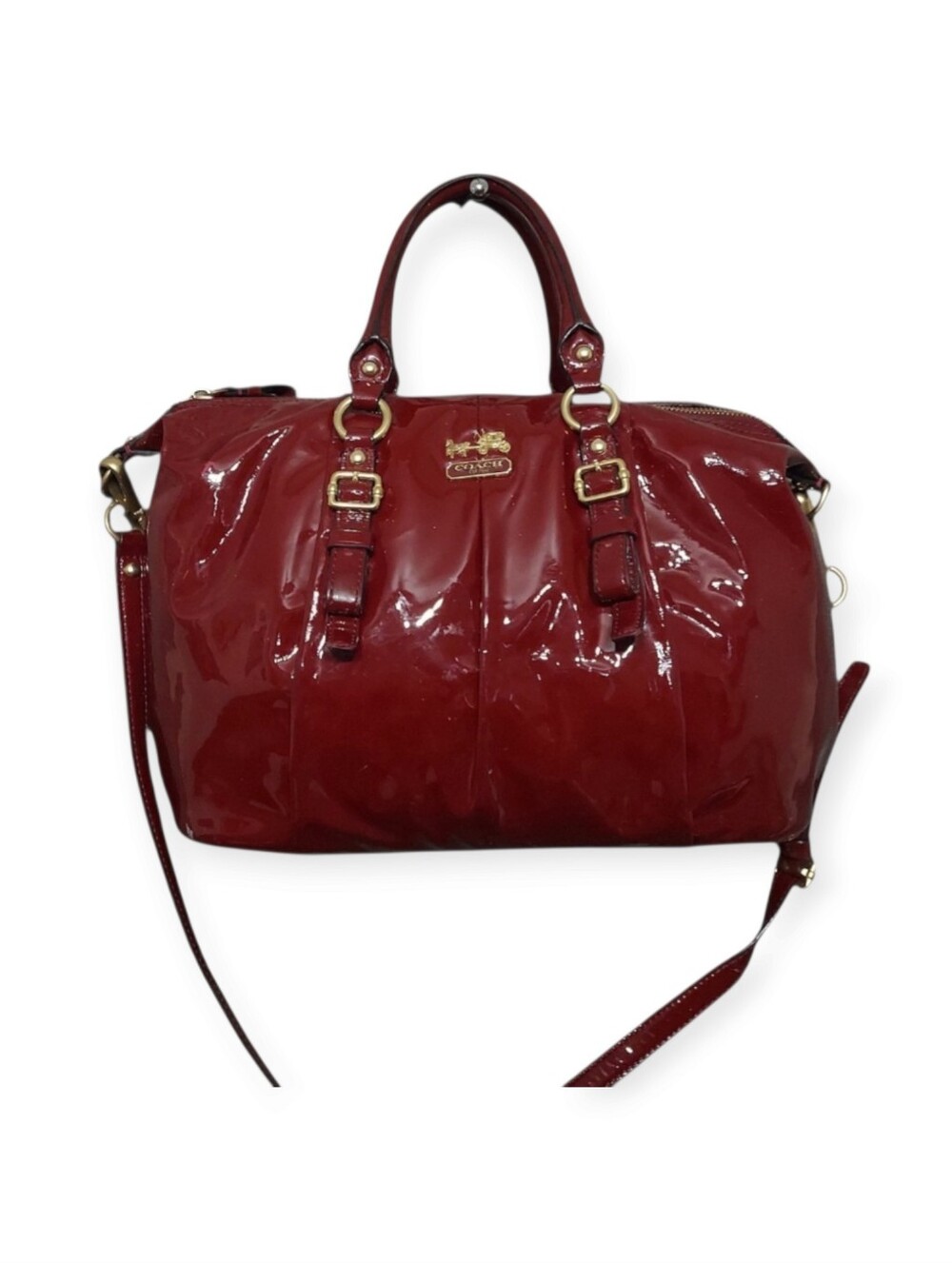 Coach Madison Juliette Glossy Crimson Patent Leather Shoulder Bag No. 21243